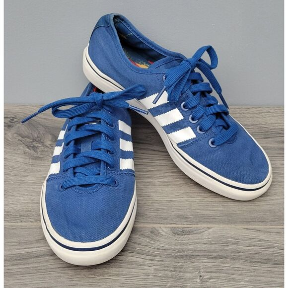 2015 Adidas Adria Classic Blue Canvas Sneakers Red Outsole Womens 7 - Picture 1 of 9